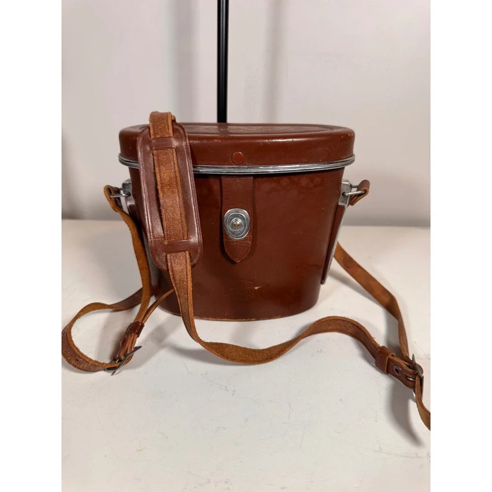 Taylor Optical Mark II Vintage Brown Leather Binocular Case Blue Felt Lining